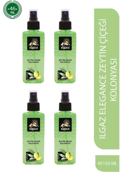 Süper Dörtlü Set Elegance - Zeytin Çiçeği Kolonyası Sprey Kolonya 150 ml x 4 adet