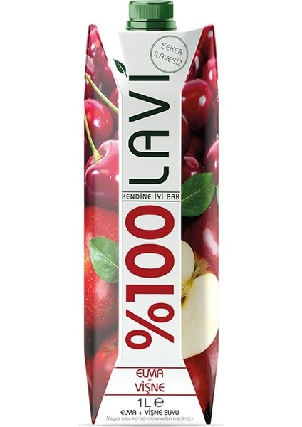 %100 Elma + Vişne Suyu Içeceği 1000 ml x 12 Adet