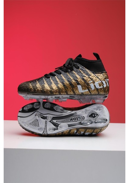 Çoraplı Bilekli Boğazlı Krampon Futbol Ayakkabısı SİYAH - ALTIN fiyatları