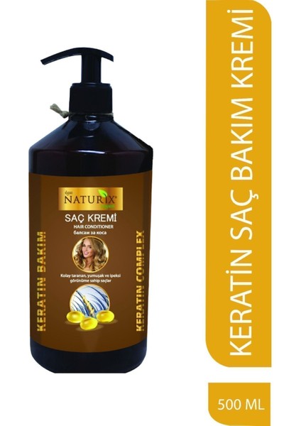 Tüm Saç Tipleri Için Doğal Keratin Bakımı 500 ml Saç Bakım Kremi Keratinli Saç Kremi
