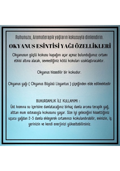 5'li Okyanus Esintisi Buhurdanlık Yağı Uçucu Aromaterapik 10 ml