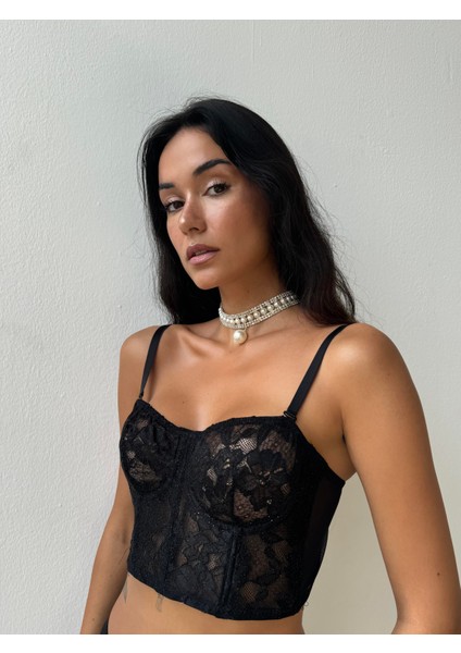 Simli Kapsız Siyah Bustiyer Takım (692T) modelleri