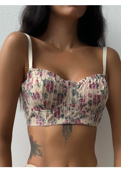 Çiçek Desenli Kapsız Ten Sütyen Takımı (693T) fırsatları