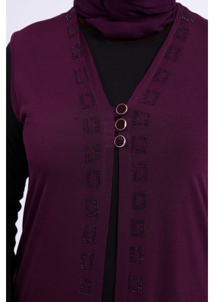 Kadin Buyuk Beden Üç Düğmeli Likralı Yelek modelleri