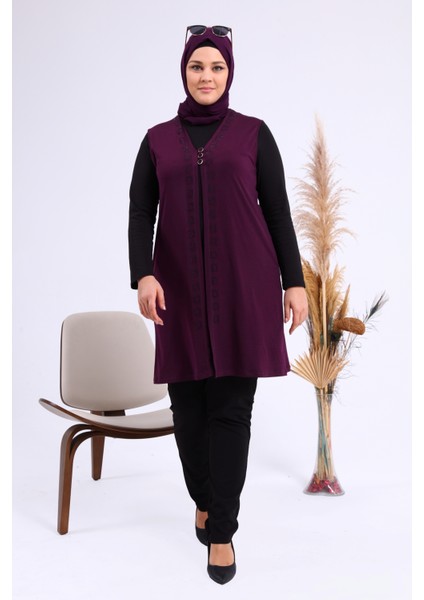 Kadin Buyuk Beden Üç Düğmeli Likralı Yelek fırsatları