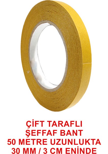 Çift Taraflı Bant 50 Metre (30 Mm-3 Cm) Eninde