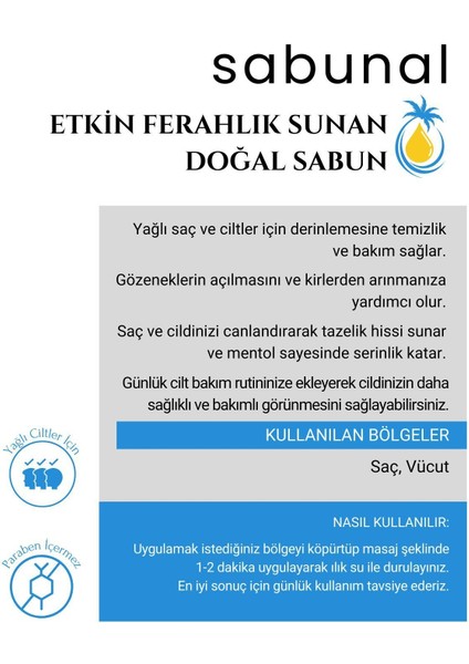 Mentollü Nane Sabunu 3 Adet - Ferahlatıcı Yağlı Cilt ve Saç Temizleme Sabunu