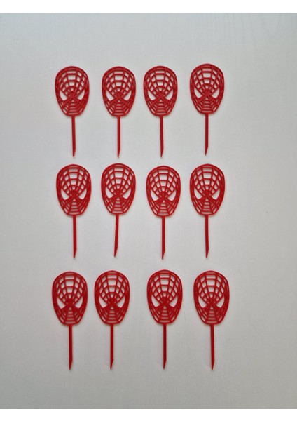 12adet Örümcek Adam-Spiderman Cup Cake- Pasta Süsü- Kürdanı (Sert Plastikten Üretilmiştir)