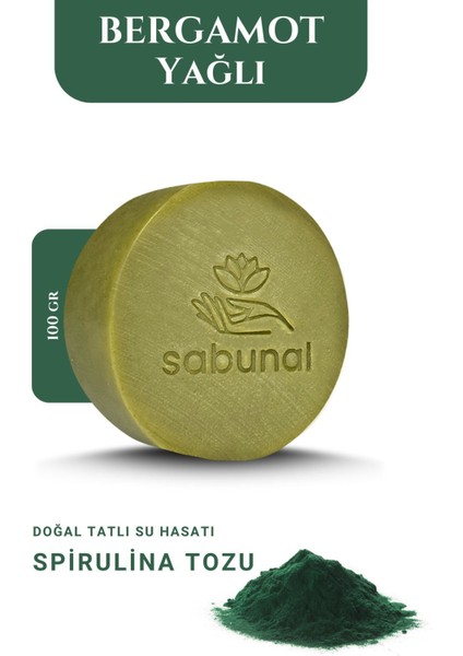 Yosun Sabunu Besleyici Bergamot Yağlı Mineral Kaynağı Spirulina Sabun 100 gr x 3 Adet