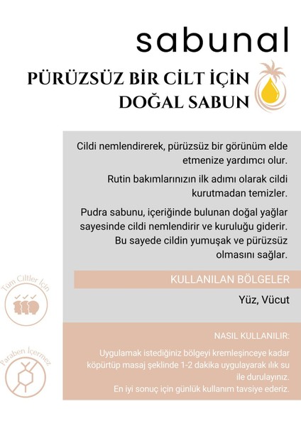 Pudra Sabunu Pürüzsüz Bir Cilt Bakımı İçin Mineral Tozu Talk Pudra Sabunu 100 gr