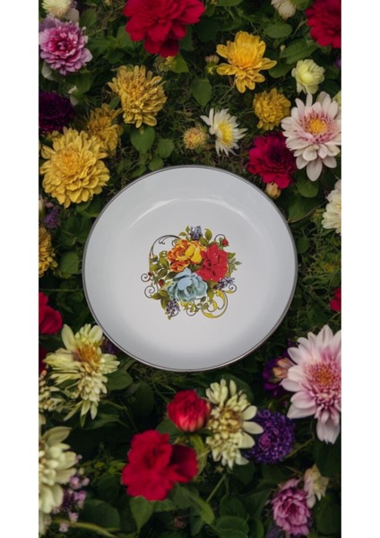 Emaye Muhallebi Yemek Kahvaltı Tabak 18 cm Desenli Kase , Çukur Tabak, Salata Tabak, Cips Tabak fiyatları