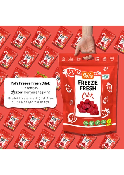 Freeze Fresh Çilek 15 g x 15 adet + Çilek Çantası