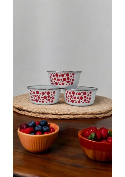 Emaye Çok Amaçalı Kase 12 cm 3'lü