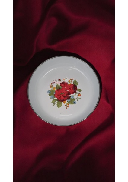 6 Lı Set Emaye Muhallebi Tabak 24 cm Desenli Yemek Kahvaltı Tabak Desenli Salata Cips Tabak Kase fiyatları