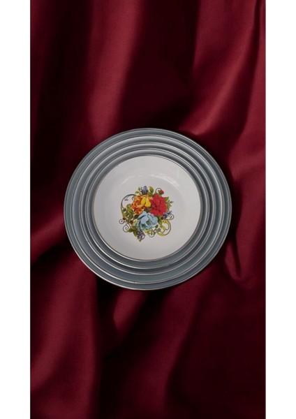 Emaye Muhallebi Yemek Kahvaltı Tabak Desenli Kase , Çukur Tabak, Salata Tabak, Cips Tabak 5li Set modelleri