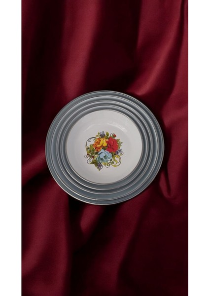 Emaye Muhallebi Yemek Kahvaltı Tabak Desenli Kase , Çukur Tabak, Salata Tabak, Cips Tabak 5li Set fiyatları