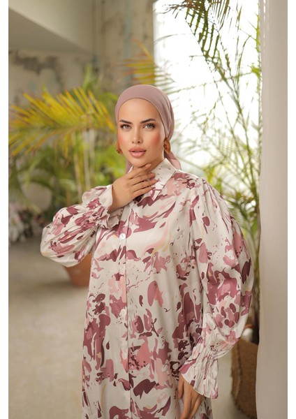 Gömlek Yaka Boy Düğmeli Saten Elbise NSR165001 fiyatları