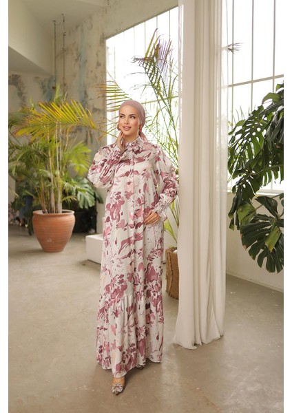 Gömlek Yaka Boy Düğmeli Saten Elbise NSR165001 modelleri