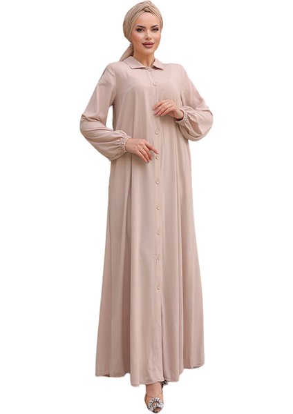 Tam Boy Düğmeli Ferace NSR500001