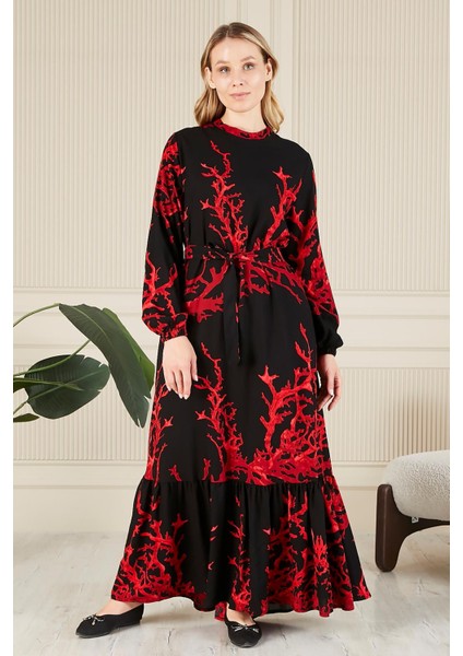 Kadin Hakim Yaka Buyuk Beden Elbise Tesettur Viskon Kumas Pileli ve Piliseli Elbise fiyatları