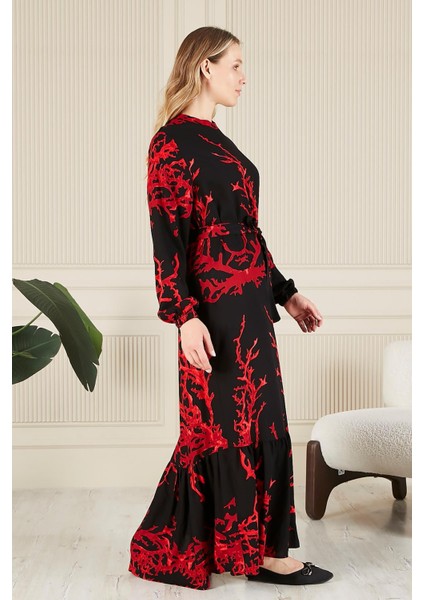 Kadin Hakim Yaka Buyuk Beden Elbise Tesettur Viskon Kumas Pileli ve Piliseli Elbise modelleri