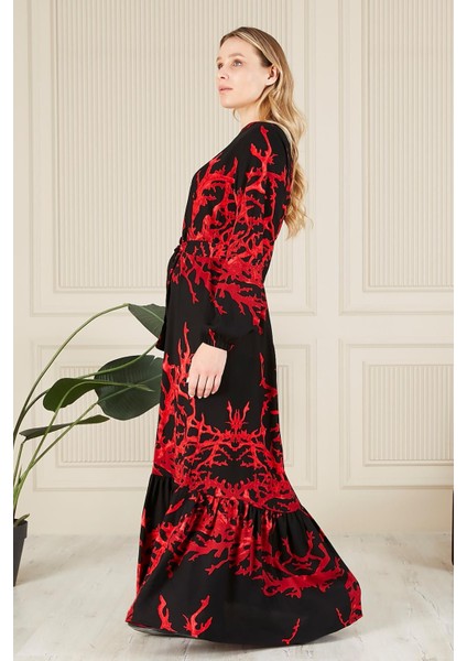 Kadin Hakim Yaka Buyuk Beden Elbise Tesettur Viskon Kumas Pileli ve Piliseli Elbise fırsatları