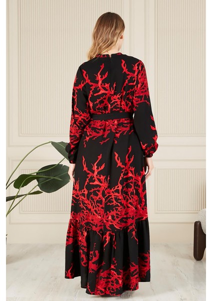 Kadin Hakim Yaka Buyuk Beden Elbise Tesettur Viskon Kumas Pileli ve Piliseli Elbise indirimleri