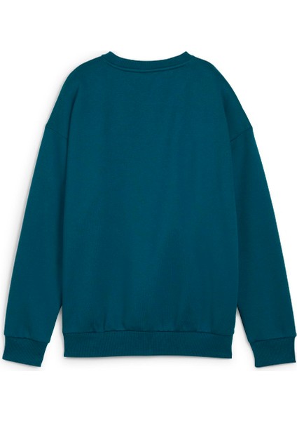 Essential Relaxed Small Logo Kadın Yeşil Yuvarlak Yaka Sweatshirt