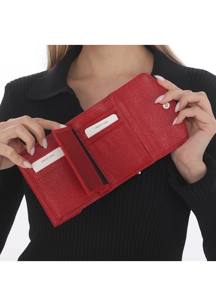 Kadın Deri Cüzdan Cüzdan Kredi Kartlıklı Para Bölmeli 12 Kartlıklı 4 Bölmeli 12.5x9.5cm