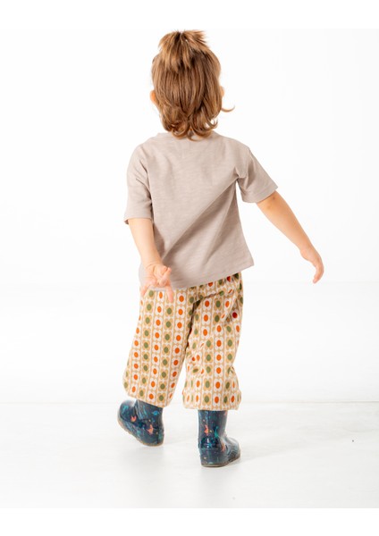 Mini Kids – Brown Flowers Çok Renkli, %100 Pamuk, Paçaları Lastikli Çocuk Balon Pantolon fırsatları