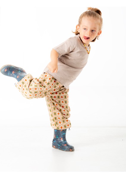 Mini Kids – Brown Flowers Çok Renkli, %100 Pamuk, Paçaları Lastikli Çocuk Balon Pantolon indirimleri
