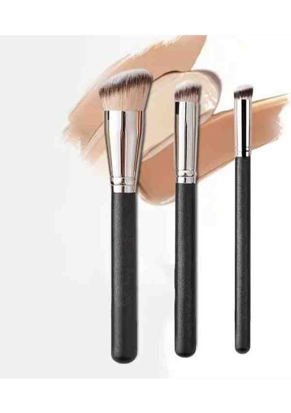 Make Up Brushes Set Fondöten Kapatıcı Kontür 3 Lü Set