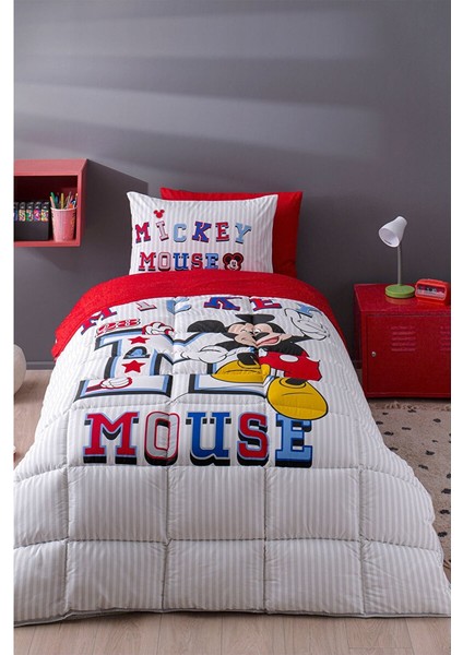 Mickey Mouse Tek Kişilik Lisanslı Lastikli Çarşaf Çocuk Uyku Seti 5098