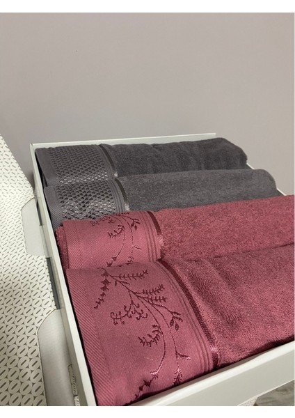 Ditsy Best Set Hamam Seti Mürdüm-Antrasit 5275
