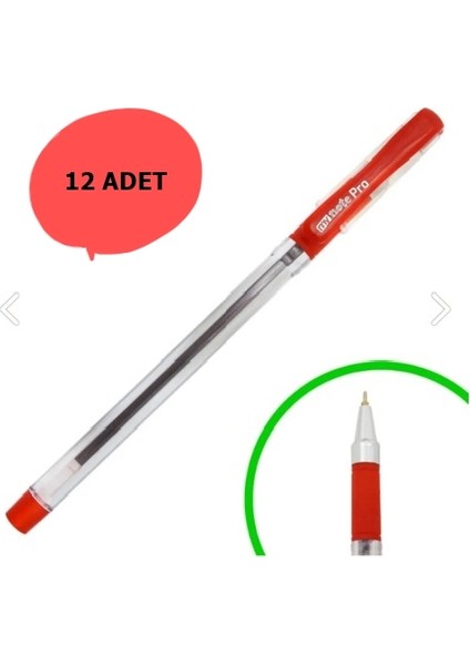 Pro 0.7 mm Jel Iğne Uçlu Tükenmez Kalem Kırmızı 12'li
