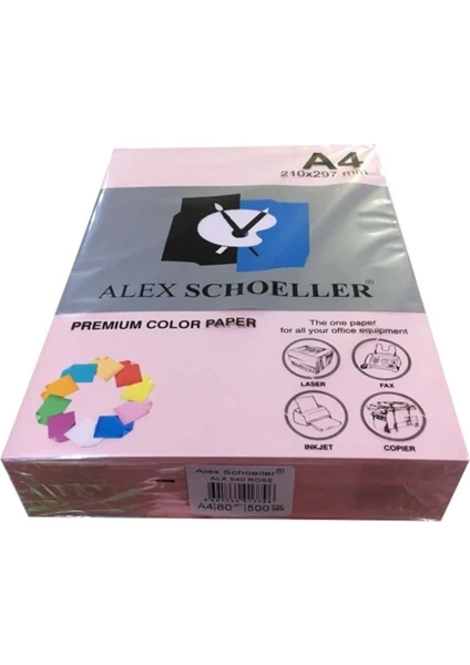 Alex Schoeller A4 Renkli Fotokopi Kağıdı 500 lü Gül Pembe (ALX 540)