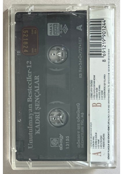 Kadri Şençalar 1912-1989 Unutulmayan Besteciler Kaset (Orjnal Dönem Baskı Kaset)