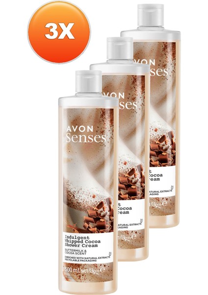 Senses Indulgent Buttermilk ve Kakao Özü İçeren Duş Kremi 500 ml x 3 adet