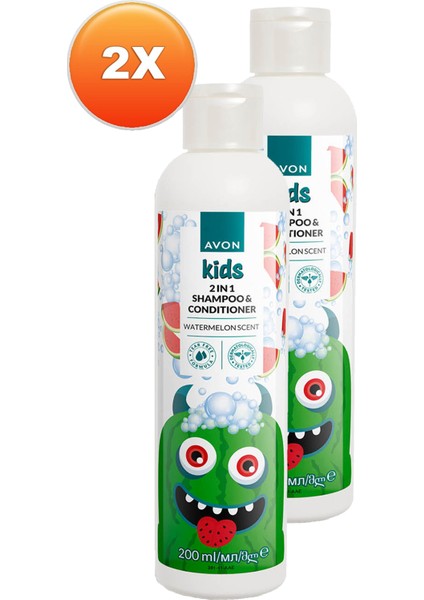 Kids Karpuz Kokulu Çocuk Saç Kremi ve Şampuanı 200 ml x 2 adet