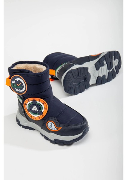 Winters Termal Yünlü Laci Turuncu Erkek Çocuk Cırtlı Kar Botu