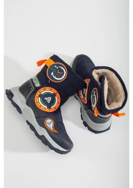 Winters Termal Yünlü Laci Turuncu Erkek Çocuk Cırtlı Kar Botu modelleri