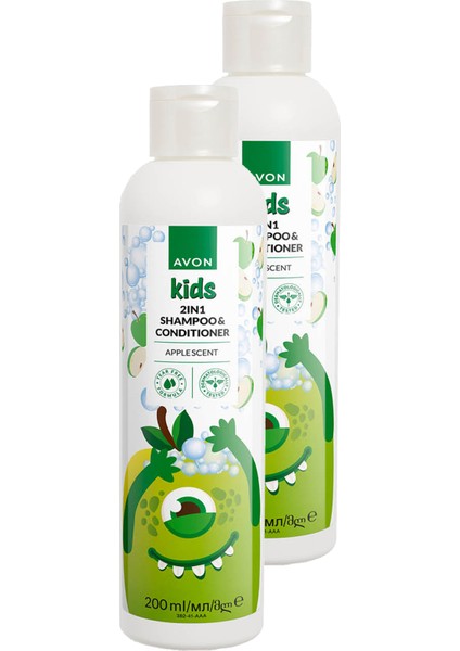 Kids Çocuklar İçin Elma Kokulu Şampuan ve Saç Kremi 200 ml x 2 adet