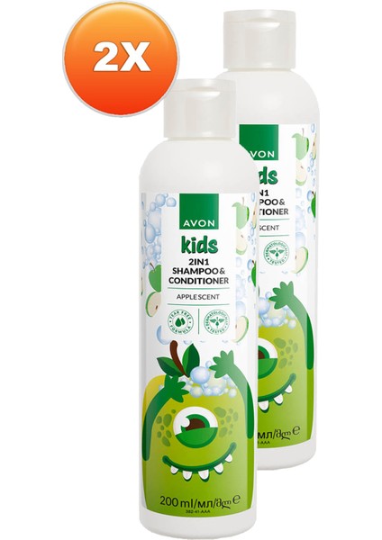Kids Çocuklar İçin Elma Kokulu Şampuan ve Saç Kremi 200 ml x 2 adet