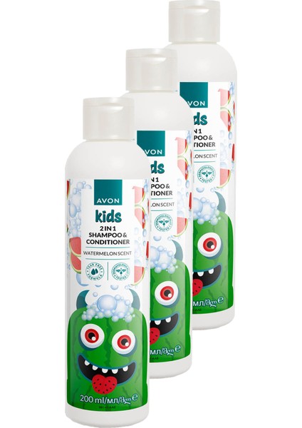 Kids Arada Karpuz Kokulu Çocuk Saç Kremi ve Şampuanı 200 ml x 3 adet