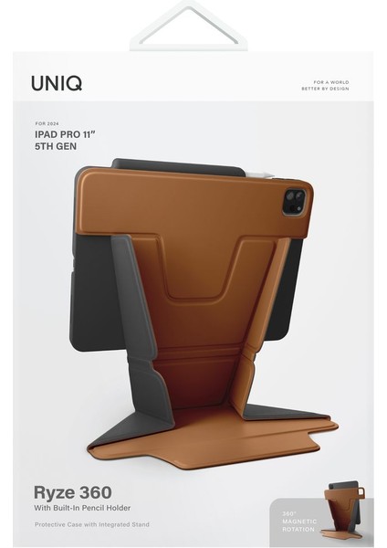 UNIQ Better By Design iPad Pro 11 (2024) M4 Çip Tablet Kılıf Ryze Serisi Standlı 360º Dönme Özellikli Katlanabilir Tasarım