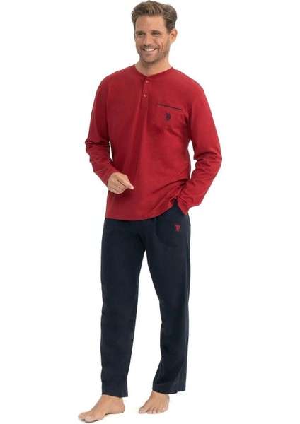 U.s Polo Assn. 12040 Erkek Çeyizlik 5'li Sabahlıklı Pijama Takım-Lacivert