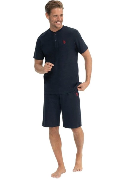 U.s Polo Assn. 12040 Erkek Çeyizlik 5'li Sabahlıklı Pijama Takım-Lacivert