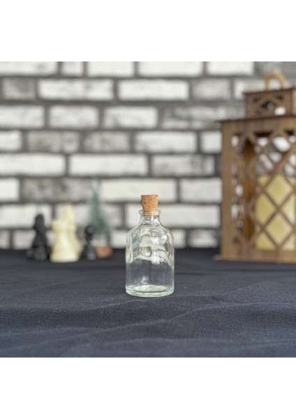 50 ml Şeffaf Cam Şişe Vazo Mantar Tıpalı