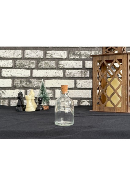 50 ml Şeffaf Cam Şişe Vazo Mantar Tıpalı