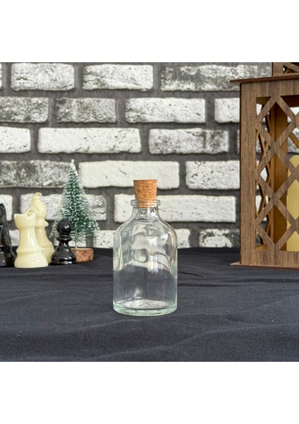 50 ml Şeffaf Cam Şişe Vazo Mantar Tıpalı